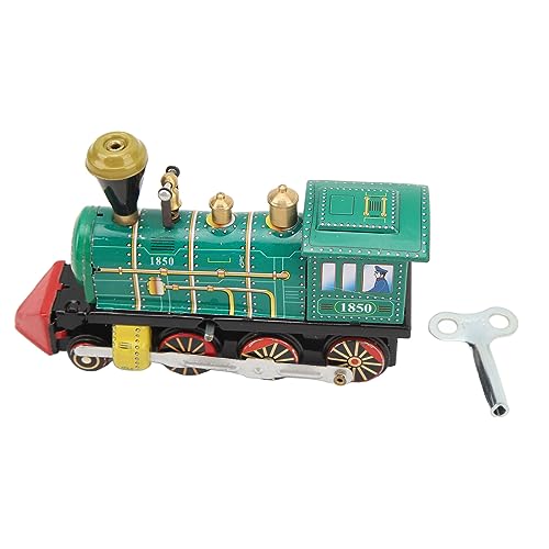 Aufziehbares Zugspielzeug, Stilvolle Dekorative Uhrwerk-Lokomotive aus Grünem Weißblech für Sammlungsbegeisterte von Weikeya