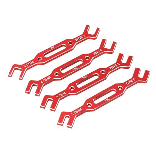 Spurstangen-Einstellschlüssel, Leicht, Einfache Bedienung, 4 Stück, Mehrere Größen, RC-Kugelkopfschlüssel, Effizient für Zuhause (Rot) von Weikeya