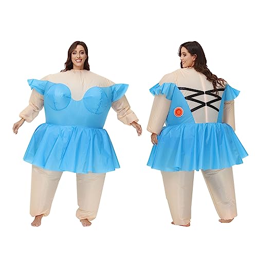 Weikeya Aufblasbares Halloween-Kostüm für Erwachsene, Modisches Aufblasbares Ballettkostüm, Einfach zu Tragen, Gut Genäht, Polyester, Wiederverwendbar für Partys (Blau) von Weikeya