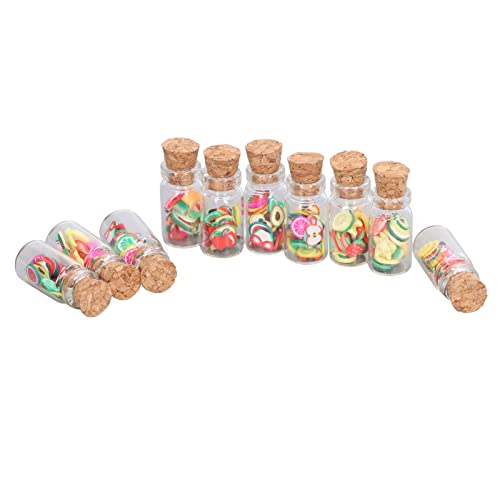 Weikeya Mini-Fruchtscheiben-Glasflasche, Puppenhaus-Mini-Süßigkeitsmodell, Attraktive Feine Verarbeitung, Leuchtende Farben mit Korkstopfen für 1:12 Puppenhaus ab 3 Jahren von Weikeya