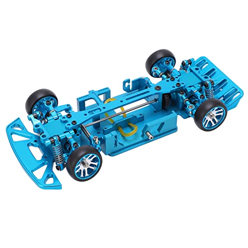 Weikeya Zusammengebauter RC-Car-Rahmen, 4 Stoßdämpfer, Hohe Härte, Hohe Genauigkeit, Effektives RC-Car-Chassis aus Aluminiumlegierung mit Rädern für RC-Car Im Maßstab 1:28 (Blau) von Weikeya