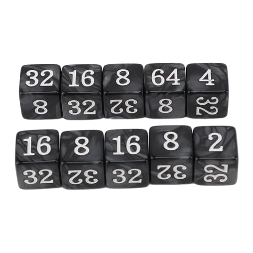 Würfelwürfel, Vielfaches von 2 Tragbaren Zahlenwürfeln 30 Stück aus Leichtem Kunststoff für Brettspiele (Schwarz) von Weikeya
