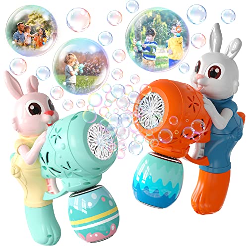 2er-Pack Seifenblasenpistole für Kinder Inklusive Kaninchen Seifenblasen Pistole Osterei Seifenblasenmaschine Outdoor Seifenblasen Spielzeug für Kinder (2) von Weilim