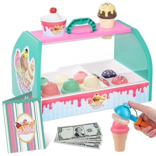 Weilim Eisdiele Kinder,Eisladen Spielzeug,Eisdiele für Rollenspiele Einkaufsladen,Kinderküche Kaufläden & Zubehör ab 3+ Jahre ICT965 von Weilim