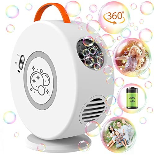 Seifenblasenmaschine Automatischer 90°/360°Drehbar, Tragbare Blasenmacher für Kinder, Professional Blasenmaschine, Elektrisches Blasenspielzeug für Outdoor/Hochzeit/Geburtstag Party Weiß Seifenblasenmaschine Automatischer 90°/360°Drehbar, Tragbare Blasenmacher für Kinder, Professional Blasenmaschine, Elektrisches Blasenspielzeug für Outdoor/Hochzeit/Geburtstag Party Weiß von Weilim