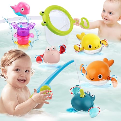 Badewannenspielzeug, 10 Stück Angelspiel Wasser, Badespielzeug Kleinkinder mit Wind-up Schwimmtieren, Angel-Badespielzeugset Magnetisch, Montessori-Spielzeug Geschenk für 1 2 3 4 5 Jahre Badewannenspielzeug, 10 Stück Angelspiel Wasser, Badespielzeug Kleinkinder mit Wind-up Schwimmtieren, Angel-Badespielzeugset Magnetisch, Montessori-Spielzeug Geschenk für 1 2 3 4 5 Jahre von Weinsamkeit