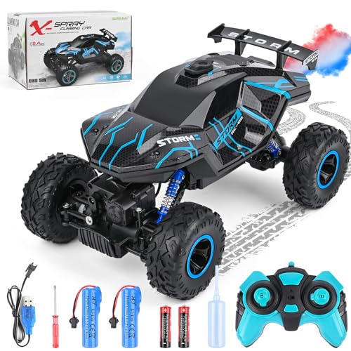 Weinsamkeit Ferngesteuertes Auto ab 6 7 8 9 10 11 12 Jahre, 1:16 RC Auto mit LED Licht und Sprays, 2.4Ghz All Terrain Drift Car mit Fernbedienung, Auto Spielzeug Geschenk für Kinder Jungen Mädchen von Weinsamkeit