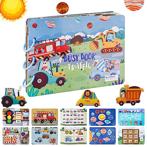 Weinsamkeit Educational Toy Book, Ruhiges Buch Montessori for Toddlers, Interactive Busy Book, Lernen Spielzeug, Puzzle Buch Pädagogisches Spielzeug für Kinder (Transport) von Weinsamkeit