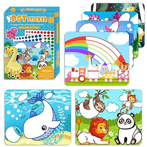 Weipbwor Punkt Aufkleber Kunsthandwerk Aktivitätssets für Kinder 12 Themen No-Chaos Malen Delfin Panda Aufkleber Bücher Meer und Tiere lustige Vorschul Lernparty für Kleinkinder Mädchen Jungen von Weipbwor