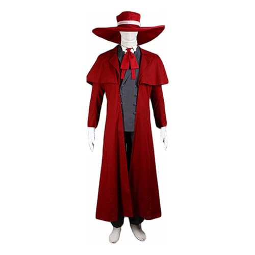 Weixu Anime Alucard Cosplay Kostüm Rot Lange Trenchuniform Anzug mit Hut Halloween Party Outfit L Weixu Anime Alucard Cosplay Kostüm Rot Lange Trenchuniform Anzug mit Hut Halloween Party Outfit L von Weixu