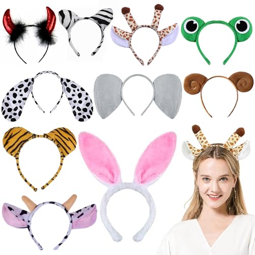 Tier Haarreifen, 10 Stücke Cartoon Party Tier Verkleidung Haarreif mit Ohren Stirnbänder Tiger Elefant Hund Giraffe Hasen Katze Kostüm Zubehör, für Kinder Erwachsene Karneval Geburtstag Themenparty Tier Haarreifen, 10 Stücke Cartoon Party Tier Verkleidung Haarreif mit Ohren Stirnbänder Tiger Elefant Hund Giraffe Hasen Katze Kostüm Zubehör, für Kinder Erwachsene Karneval Geburtstag Themenparty von Wekuw