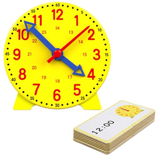 Lernuhr Lernuhr Kinder Lernspiel Uhr Lernen Lernspielzeug Geschenk Learning Resources Mini-Uhr für Großen Lernerfolg mit Zeitkarte Pädagogisches Geschenk 12cm 12/24 Stunden ab 4 Jahren von Wekuw