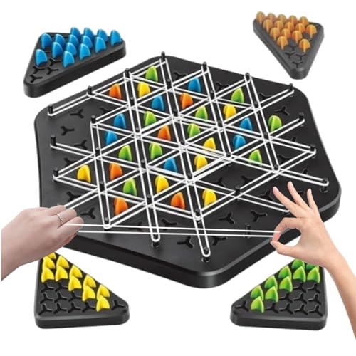 Triggle Spiel mit Gummibänder Kettendreieck Intellektuelles Schachbrett,Schachspiel Chain Triangle Chess Game,Brain Games Triggle für Kinder ab 3 Jahren und Erwachsene für 2-4 Personen Triggle Spiel mit Gummibänder Kettendreieck Intellektuelles Schachbrett,Schachspiel Chain Triangle Chess Game,Brain Games Triggle für Kinder ab 3 Jahren und Erwachsene für 2-4 Personen von Wekuw