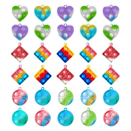 Wekuw 30 Stück Pop-Schlüsselanhänger Pop Push It Fidget Toy Mini Silikon Schlüsselanhänger Fidget-Spielzeug Squeeze Poppet Bubble Finger Stress Reliever Anti-Angst, für Kinder Erwachsene Wekuw 30 Stück Pop-Schlüsselanhänger Pop Push It Fidget Toy Mini Silikon Schlüsselanhänger Fidget-Spielzeug Squeeze Poppet Bubble Finger Stress Reliever Anti-Angst, für Kinder Erwachsene von Wekuw