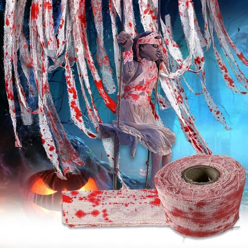 Wekuw Halloween Blutverband, 10m x 8cm Halloween-Blutverband Halloween Gaze Gruseliges Blutgaze Tuch Requisiten Halloween Deko Room Escape Haunted House Theme für Cosplay und Partydekoration Wekuw Halloween Blutverband, 10m x 8cm Halloween-Blutverband Halloween Gaze Gruseliges Blutgaze Tuch Requisiten Halloween Deko Room Escape Haunted House Theme für Cosplay und Partydekoration von Wekuw