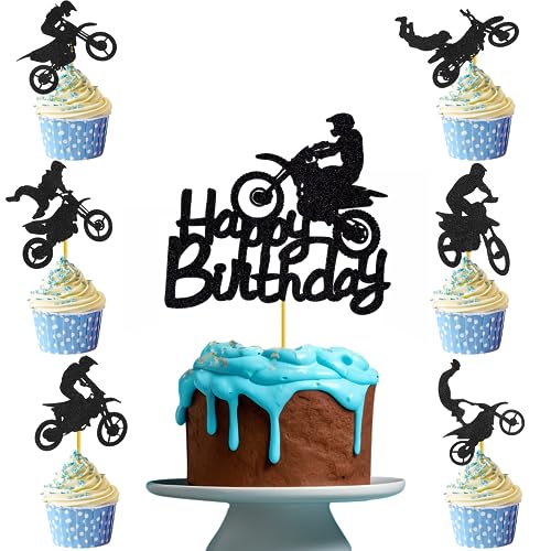 Wekuw Motorrad Kuchen Topper,13 Stück Tortendeko Motorrad Tortenstecker Geburtstag Torten Topper Geburtstag Kuchendeko Geburtstag für Männer Geburtstag Party oder Jungen Geburtstag von Wekuw