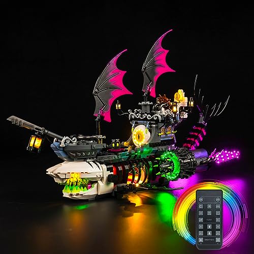LEGO DREAMZzz Nightmare Shark Ship 71469 LED Lichtset USB Anschlussbeleuchtung Set kompatibel mit Lego 71469 (nur Lichter, ohne LEGO Modelle) (Fernbedienung) von Welkin DC