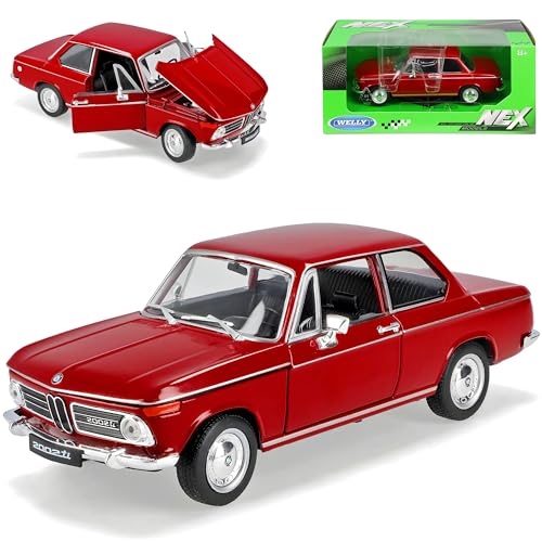 Welly B-M-W 2002ti Coupe Rot 1966-1977 1/24 Modell Auto mit individiuellem Wunschkennzeichen von Welly