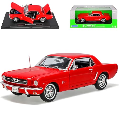 Welly Ford Mustang 1964 1/2 Rot Red Coupe Metallmodell 1/18 Modellauto Modell Auto von Welly