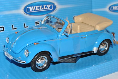 Modellauto VW Käfer Cabriolet # Volkswagen Beetle Automodell 1:24 Blau Modellauto VW Käfer Cabriolet # Volkswagen Beetle Automodell 1:24 Blau von Welly