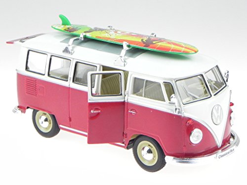 VW T1 Bus rot Surfboard Modellauto 22095 Welly 1:24 VW T1 Bus rot Surfboard Modellauto 22095 Welly 1:24 von Welly