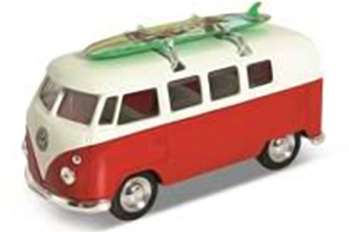 VW Volkswagen T1 Rot Weiss mit Surfbrett Samba Bully Bus 1950-1967 1/24 Welly Modell Auto von Volkswagen