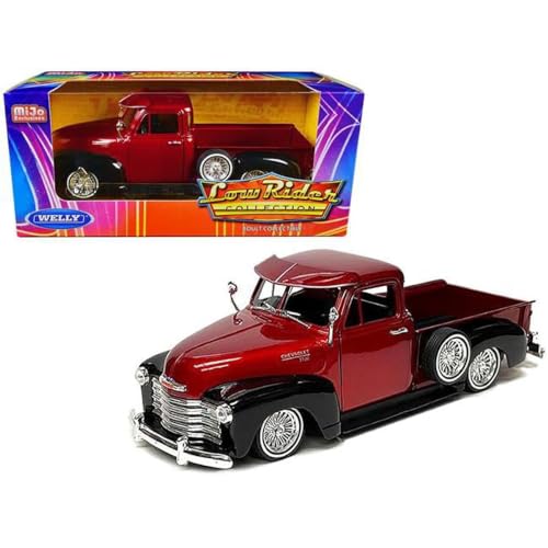 Welly 1953 Chevrolet 3100 Pickup Truck Lowrider rot metallic und schwarz zweifarbig Low Rider Collection 1/24 Druckguss Modellauto von Welly