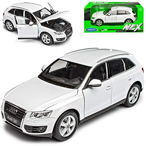 Welly A*U*D*I Q5 SUV Weiss Ab 2008 1/24 Modell Auto mit individiuellem Wunschkennzeichen kompatibel mit Audi von Welly