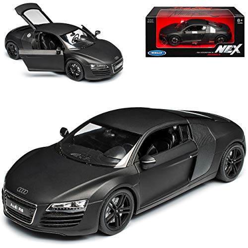 Welly A*u*d*i R8 Matt Schwarz Coupe Ab 2006 1/24 Modell Auto mit individiuellem Wunschkennzeichen von Welly