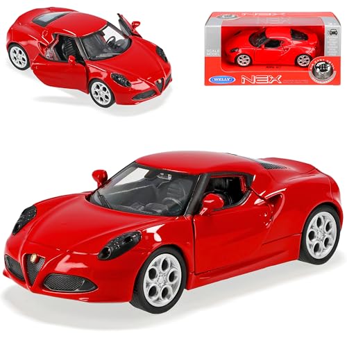 Welly Alfa Romeo 4C Coupe Rot Ab 2014 ca 1/43 1/36-1/46 Modell Auto mit individiuellem Wunschkennzeichen von Welly
