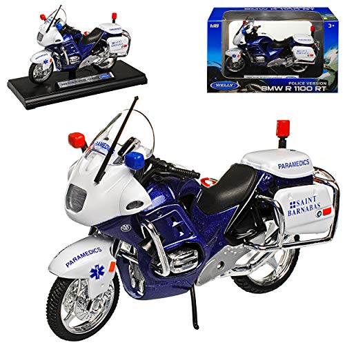 Welly B*M*W R1100 RT Paramedics Saint Barnabas Blau Weiss 1995-2001 1/18 Modell Motorrad von Welly