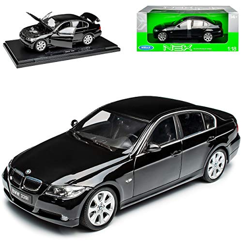 Welly B-M-W 3er E90 Limousine Schwarz 2005-2012 1/18 Modell Auto mit individiuellem Wunschkennzeichen von Welly