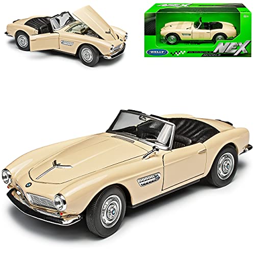 Welly B-M-W 507 Cabrio Offen Beige Cream 1956-1959 1/24 Modell Auto mit individiuellem Wunschkennzeichen von Welly