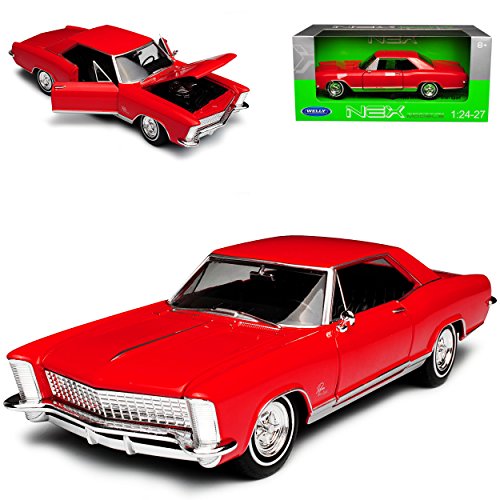 Welly Bui-ck Riviera Gran Sport Coupe Rot 1965 1/24 Modell Auto mit individiuellem Wunschkennzeichen von Welly