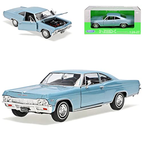 Welly Chevrolet Impala SS396 1965 Coupe EIS Blau Metallic 1/24 Modell Auto mit individiuellem Wunschkennzeichen von Welly