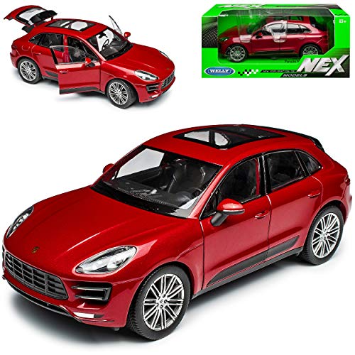 Welly Porsche Macan Turbo Rot Metallic Ab 2014 1/24 Modell Auto von Welly