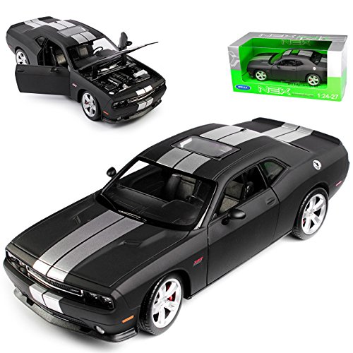 Welly Dodge Challenger SRT Coupe Matt Schwarz mit Silber 3. Generation Ab 2008 1/24 Modell Auto von Welly