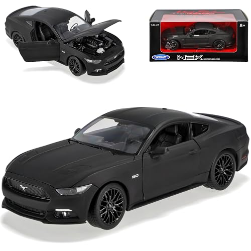 Welly Ford Mustang VI Coupe Matt Schwarz Ab 2014 1/24 Modell Auto von Welly