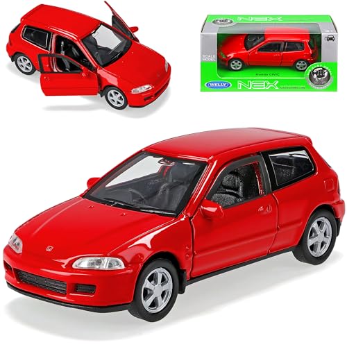 Welly Hond. Civic 3 Türer Rot 5. Generation 1991-1996 ca 1/43 1/36-1/46 Modell Auto von Welly