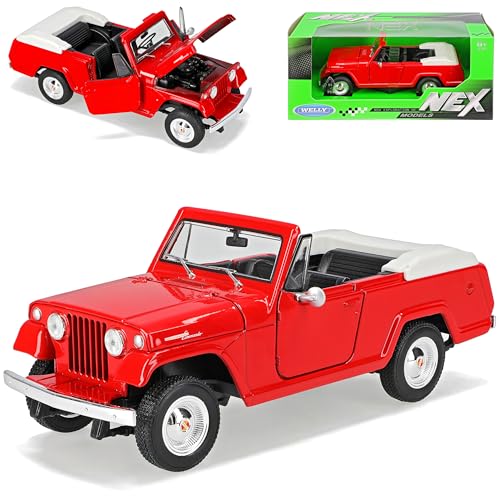 Welly Jeep Jeepster Commando Cabrio Offen Rot 1967 1/24 Modell Auto mit individiuellem Wunschkennzeichen Welly Jeep Jeepster Commando Cabrio Offen Rot 1967 1/24 Modell Auto mit individiuellem Wunschkennzeichen von Welly