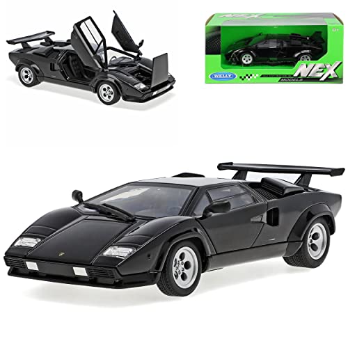 Welly Lamborgihini Countach Coupe Schwarz Ab 1974-1990 1/24 Modell Auto mit individiuellem Wunschkennzeichen von Welly