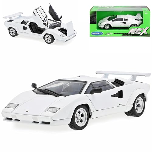 Welly Lamborgihini Countach Coupe Weiss Ab 1974-1990 1/24 Modell Auto mit individiuellem Wunschkennzeichen von Welly