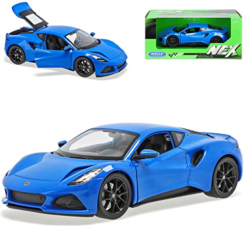 Welly Lotus Emira Coupe Blau Ab 2022 1/24 Modell Auto mit individiuellem Wunschkennzeichen von Welly