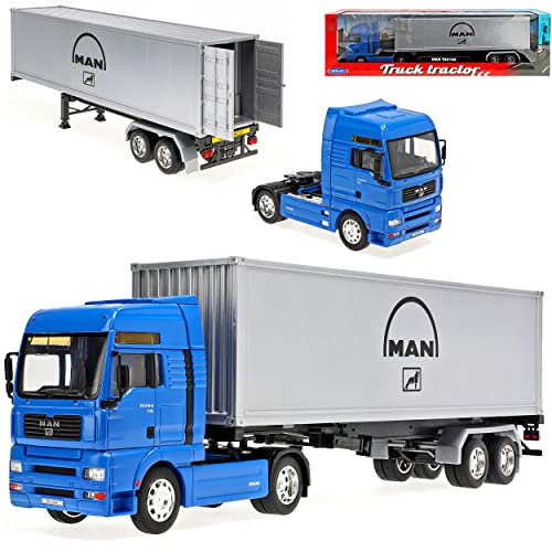 Welly Man TG510A 40' Container LKW Truck Blau Silber LKW Truck Ab 2005 1/32 Modell Auto mit individiuellem Wunschkennzeichen von Welly