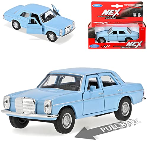 Welly Mercedes-B 200/8 Strich Acht Limousine Blau mit Rückzugsmotor W114 W115 1967-1976 ca 1/43 1/36-1/46 Modell Auto mit individiuellem Wunschkennzeichen von Welly