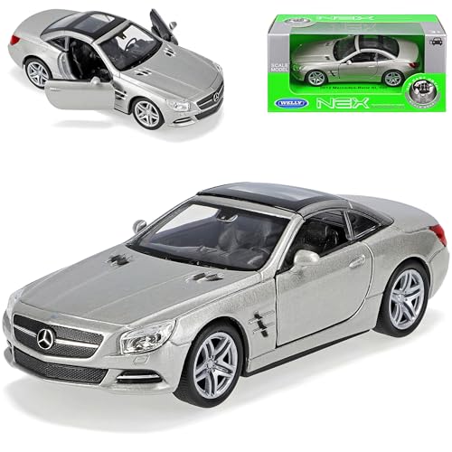 Welly Mercedes-B SL-Klasse Coupe Cabrio Geschlossen Silber R231 2012-2020 ca 1/43 1/36-1/46 Modell Auto mit individiuellem Wunschkennzeichen von Welly