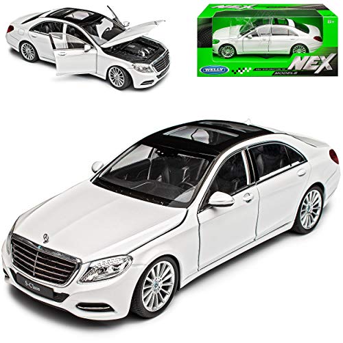 Welly Mercedes-Benz S-Klasse W222 Weiss Limousine Ab 2013 1/24 Modell Auto mit individiuellem Wunschkennzeichen von Welly