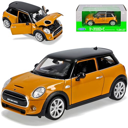 Welly Mini Cooper S F56 New Hatch 3 Türer Gelb Orange Ab 2014 1/24 Modell Auto von Welly