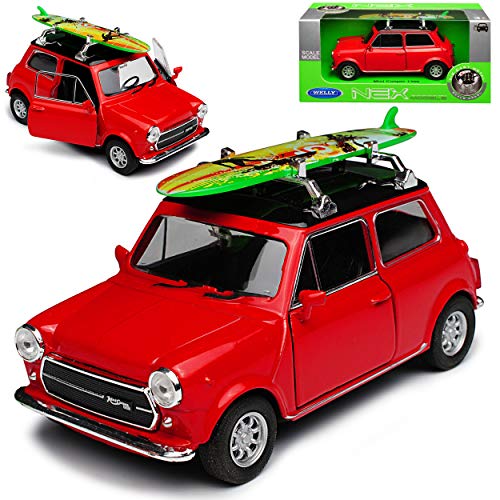 Welly Mini Cooper Ur Modell Rot mit Schwarzem Dach und Surfbrett 1959-2000 ca 1/43 1/36-1/46 Modell Auto Welly Mini Cooper Ur Modell Rot mit Schwarzem Dach und Surfbrett 1959-2000 ca 1/43 1/36-1/46 Modell Auto von Welly