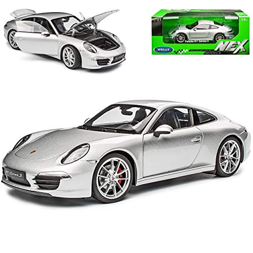 Welly Porsche 911 991 Carrera S Coupe Silber Grau Ab 2012 1/18 Modell Auto von Welly
